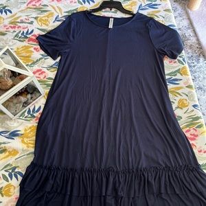 Navy ruffle bottom dress